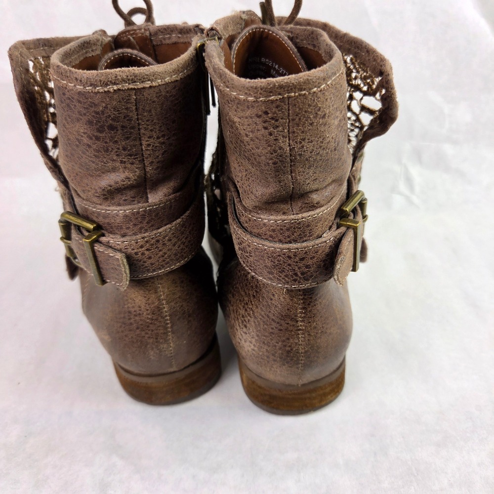 Not Rated Womens 8.5 Brown Lace Overlay Ankle Boots Boho Booties Cottage Granola - Picture 10 of 11